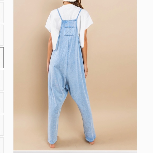 Mineral Wash French Terry Jumpsuit Women’s Harem One Piece 90’s Y2K Blue #S39 - Picture 6 of 12